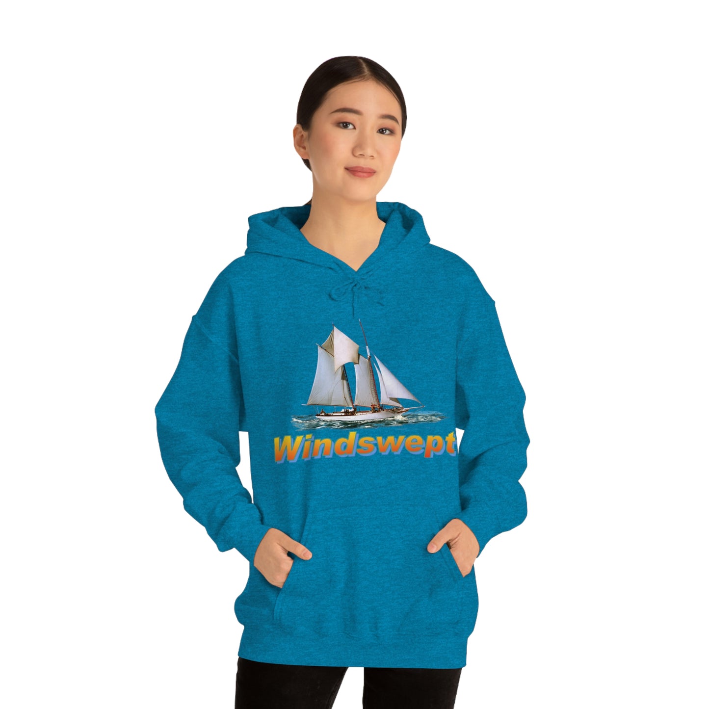 Unisex Heavy Blend™ Hooded Sweatshirt, Windswept, W.F. Aubrey Sailboat