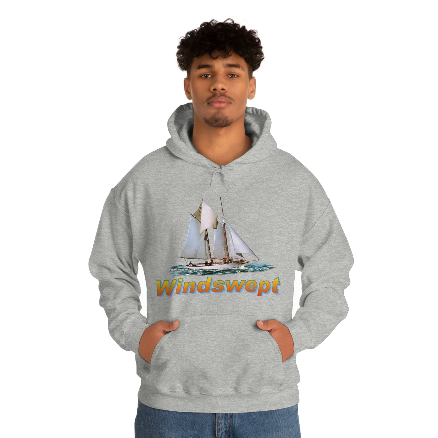 Unisex Heavy Blend™ Hooded Sweatshirt, Windswept, W.F. Aubrey Sailboat