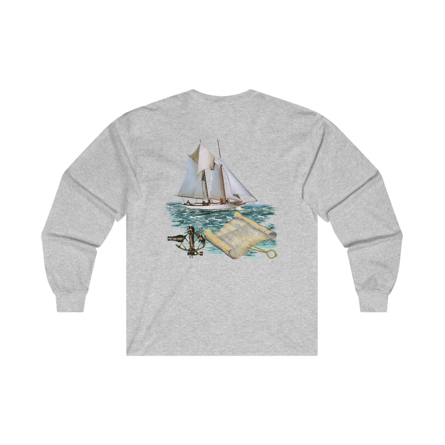 Ultra Cotton Long Sleeve Tee, W.H. Aubrey Sailboat.   By John Ryerson Bredin