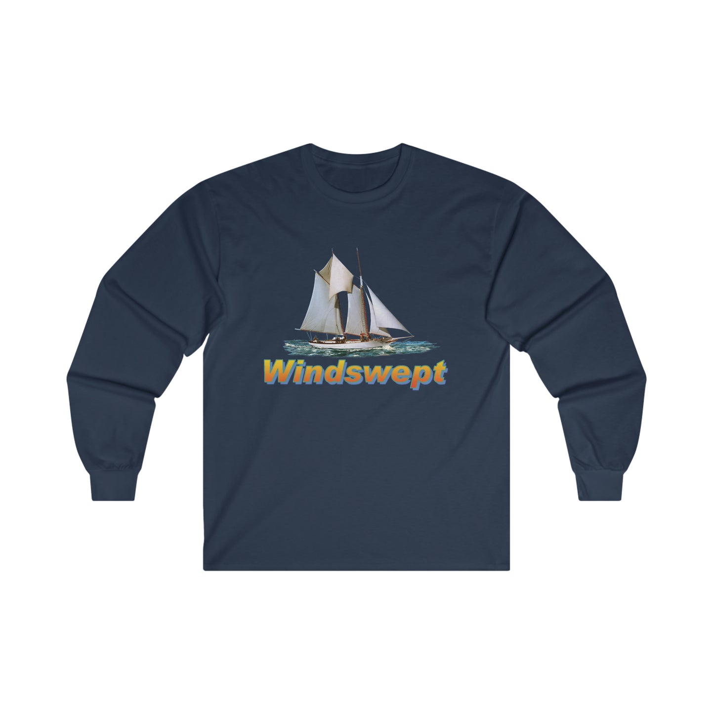 Ultra Cotton Long Sleeve Tee, W.H. Aubrey Sailboat.   By John Ryerson Bredin