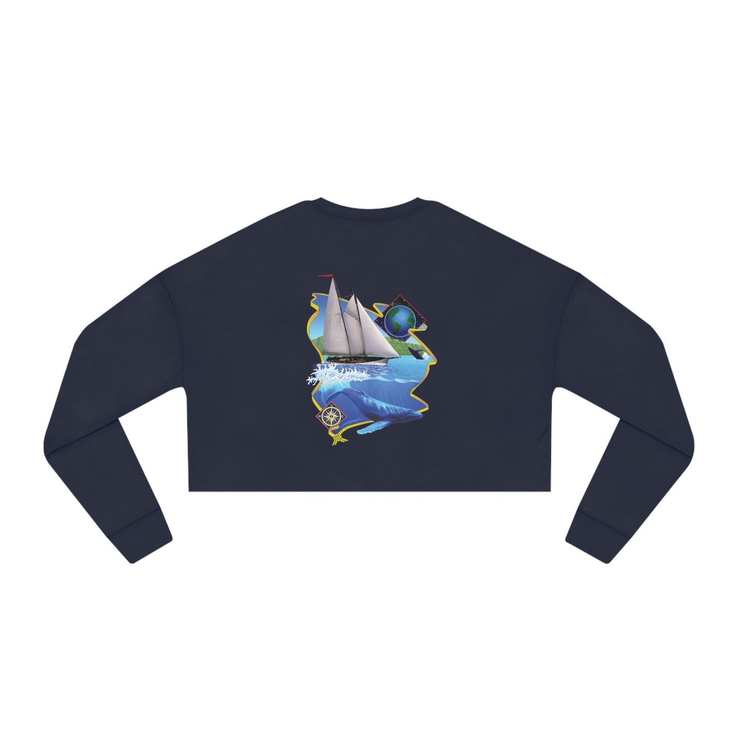 Women's Cropped Sweatshirt, Bluenose / Mother Ocean Design.