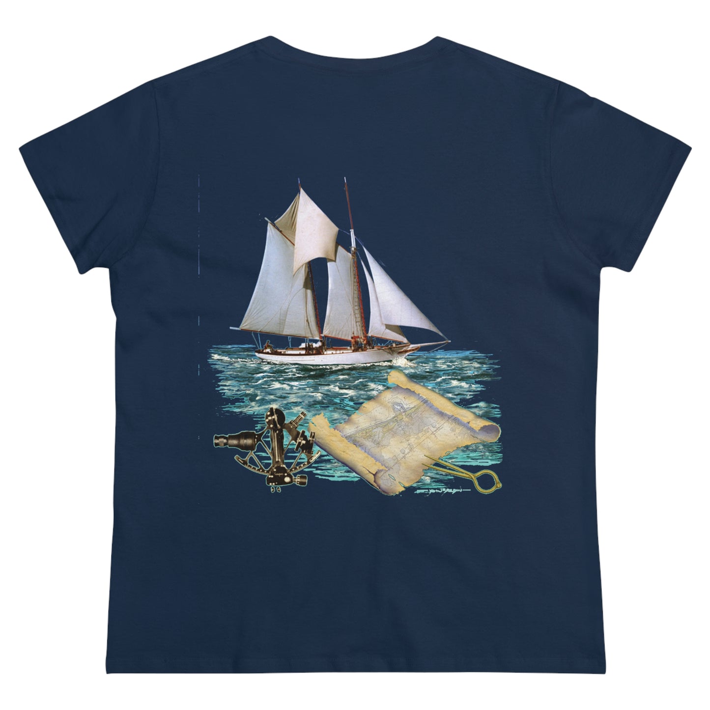 Windswept T-Shirt, William H Aubrey sailboat.  Women's Midweight Cotton Tee