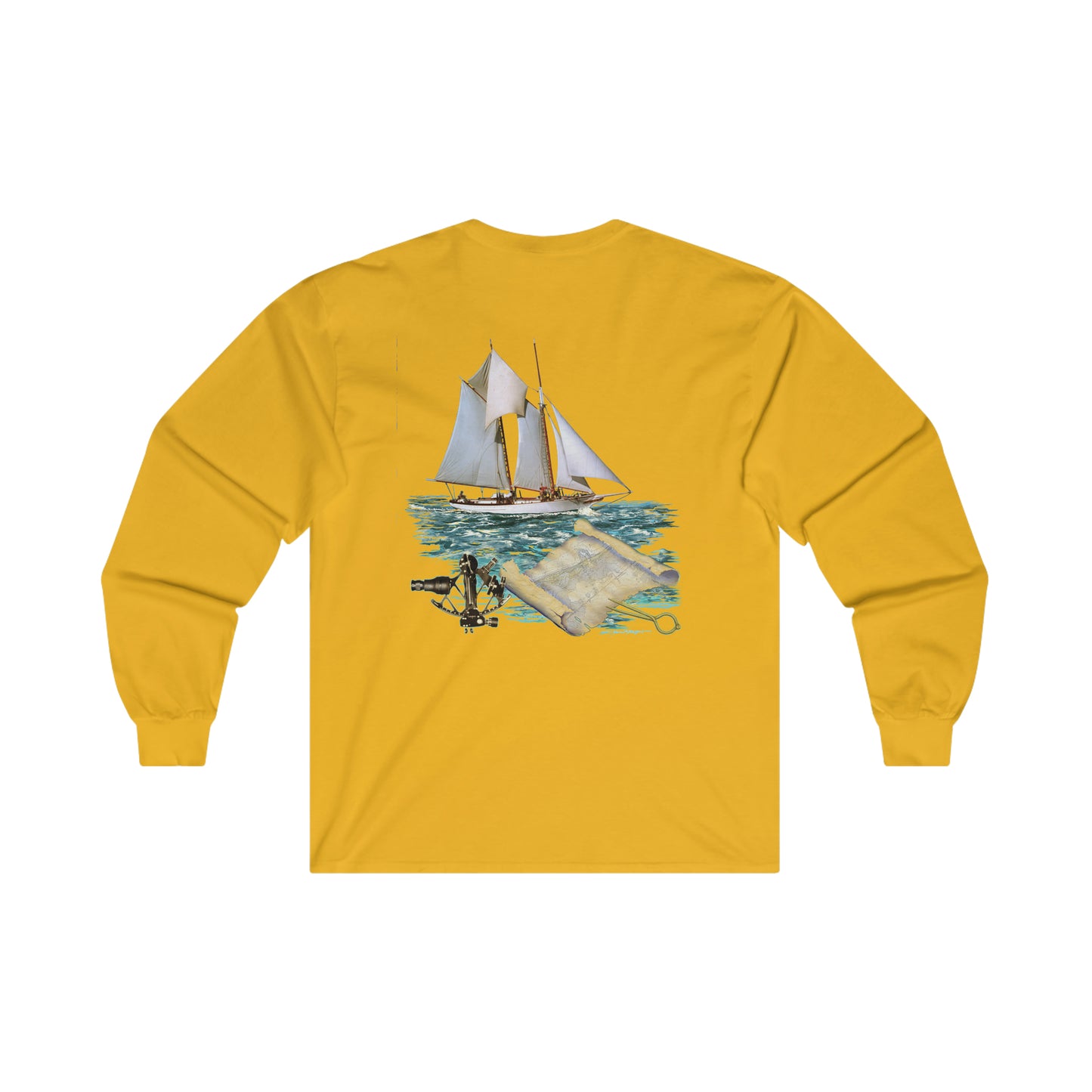 Ultra Cotton Long Sleeve Tee, W.H. Aubrey Sailboat.   By John Ryerson Bredin