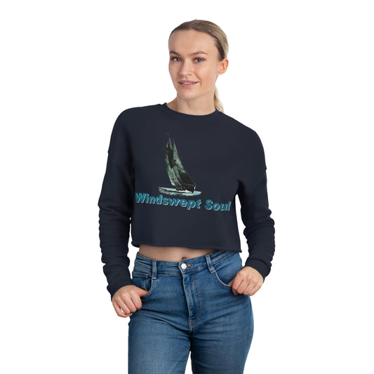 Women's Cropped Sweatshirt, Bluenose / Mother Ocean Design.