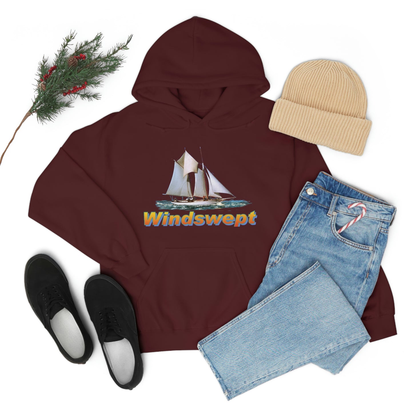 Unisex Heavy Blend™ Hooded Sweatshirt, Windswept, W.F. Aubrey Sailboat