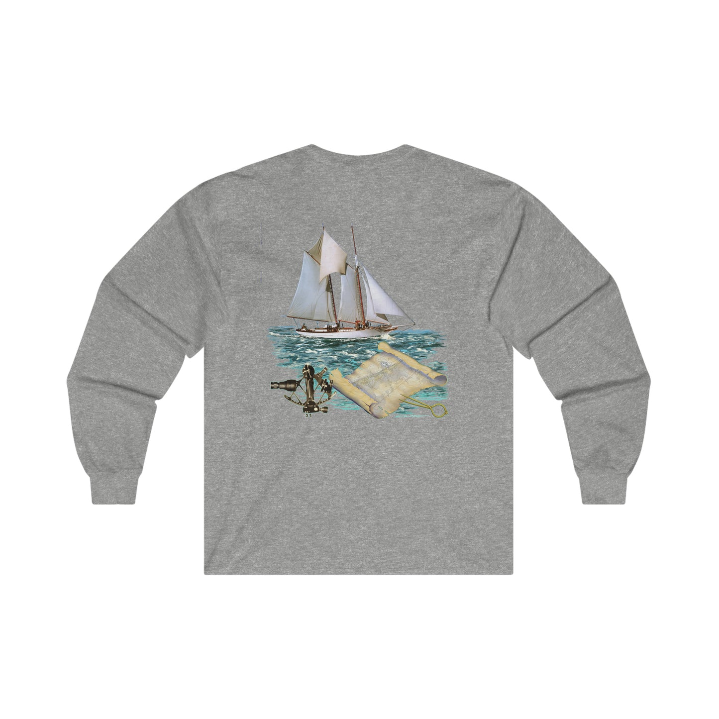 Ultra Cotton Long Sleeve Tee, W.H. Aubrey Sailboat.   By John Ryerson Bredin