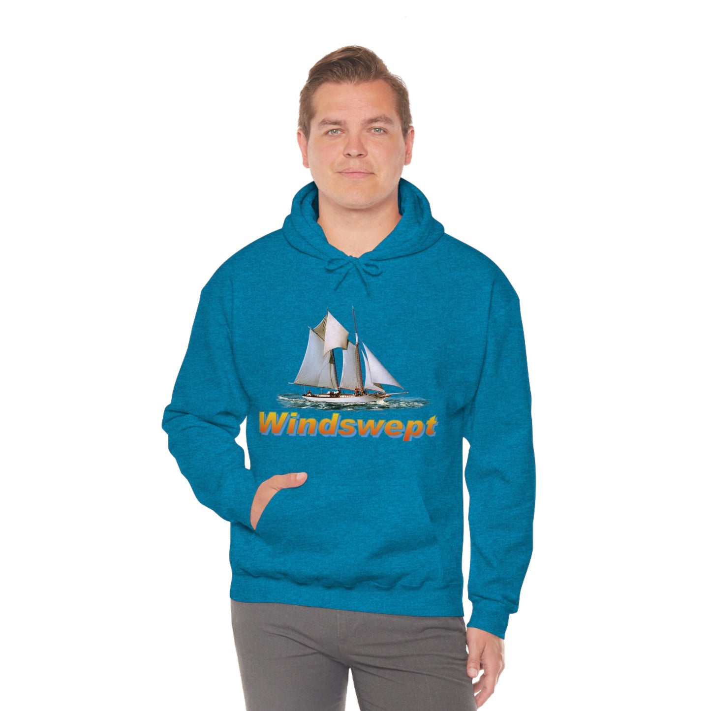 Unisex Heavy Blend™ Hooded Sweatshirt, Windswept, W.F. Aubrey Sailboat