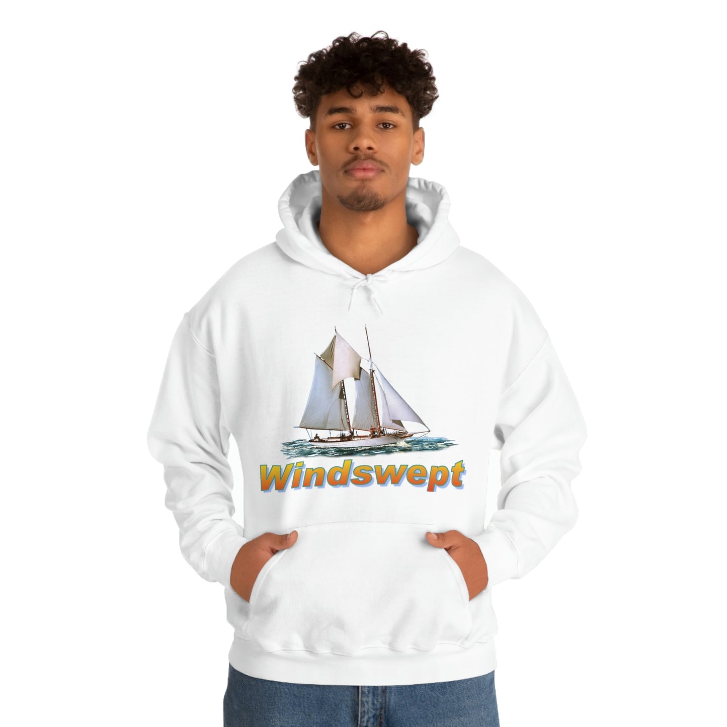 Unisex Heavy Blend™ Hooded Sweatshirt, Windswept, W.F. Aubrey Sailboat