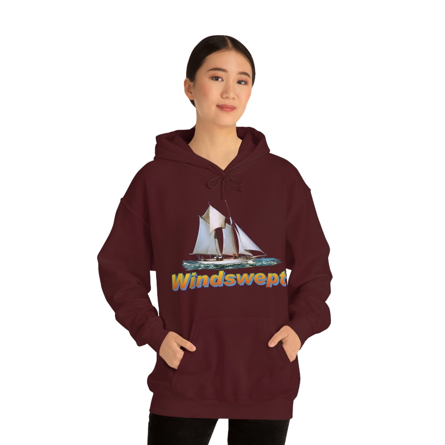 Unisex Heavy Blend™ Hooded Sweatshirt, Windswept, W.F. Aubrey Sailboat