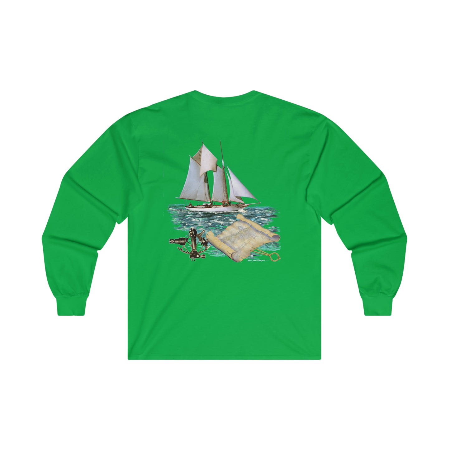 Ultra Cotton Long Sleeve Tee, W.H. Aubrey Sailboat.   By John Ryerson Bredin