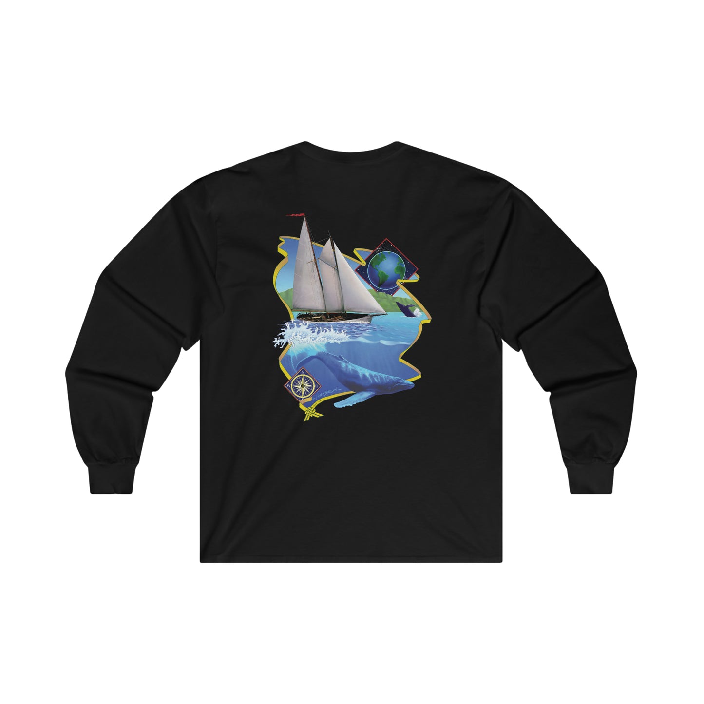 Ultra Cotton Long Sleeve Tee.  Mother Ocean graphic by John Ryerson Bredin.