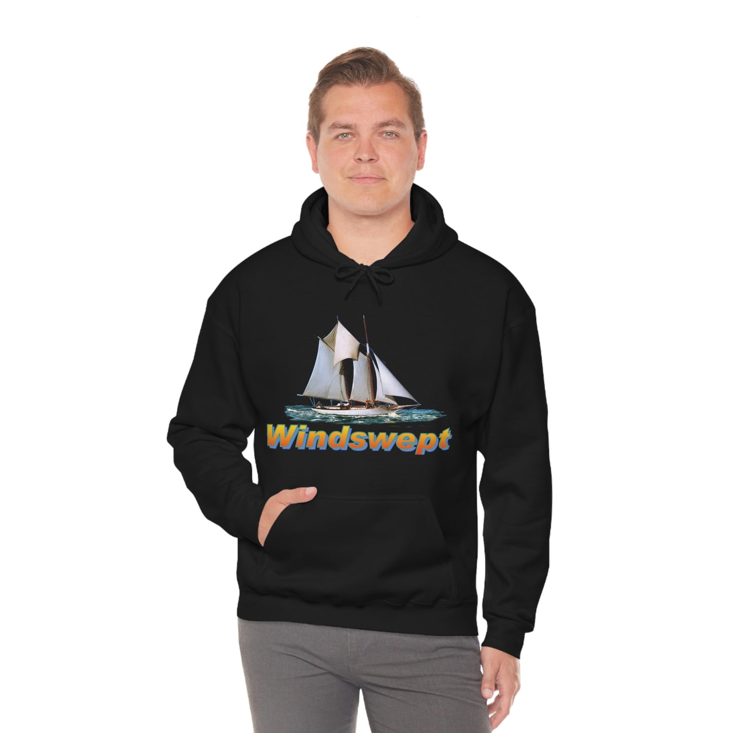 Unisex Heavy Blend™ Hooded Sweatshirt, Windswept, W.F. Aubrey Sailboat