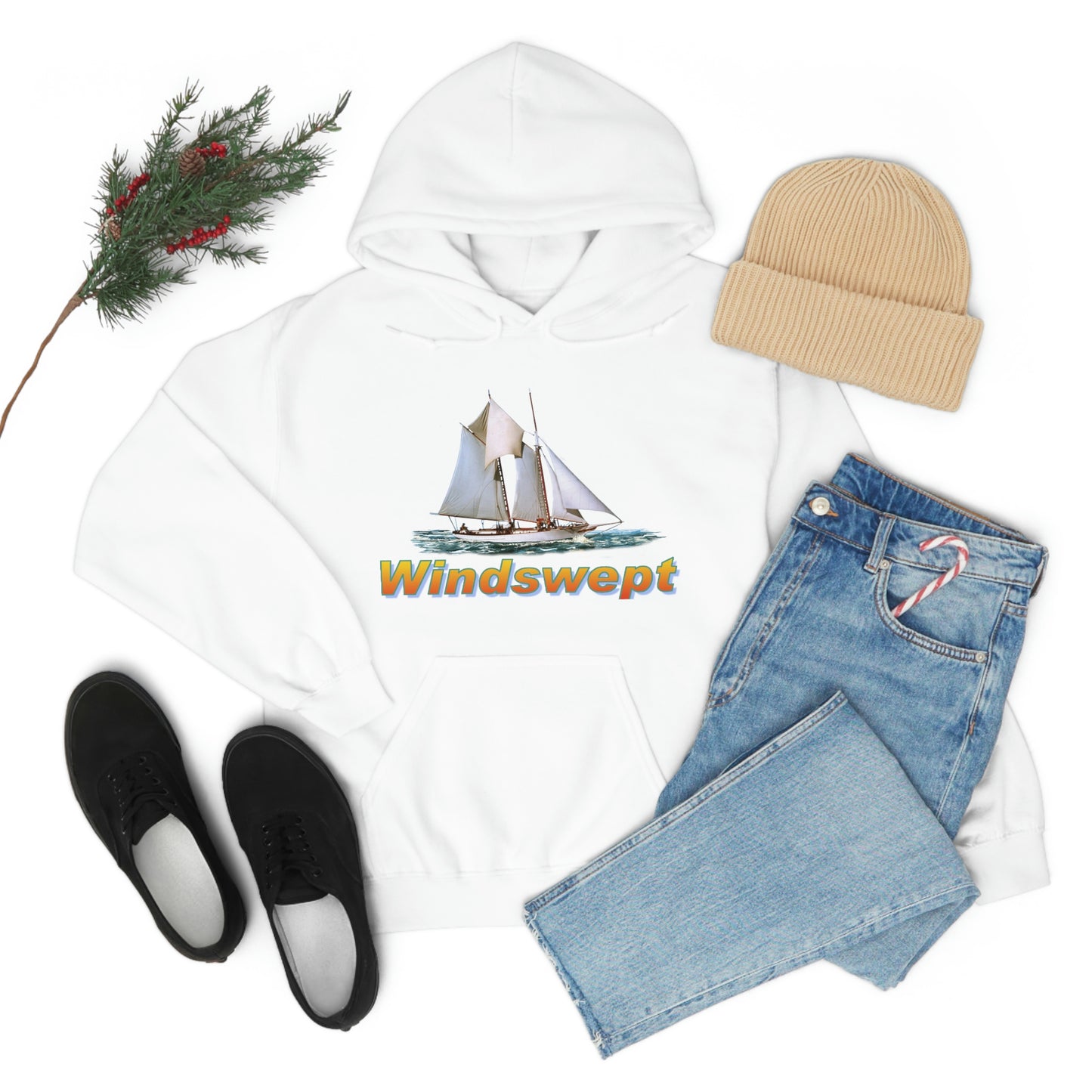 Unisex Heavy Blend™ Hooded Sweatshirt, Windswept, W.F. Aubrey Sailboat