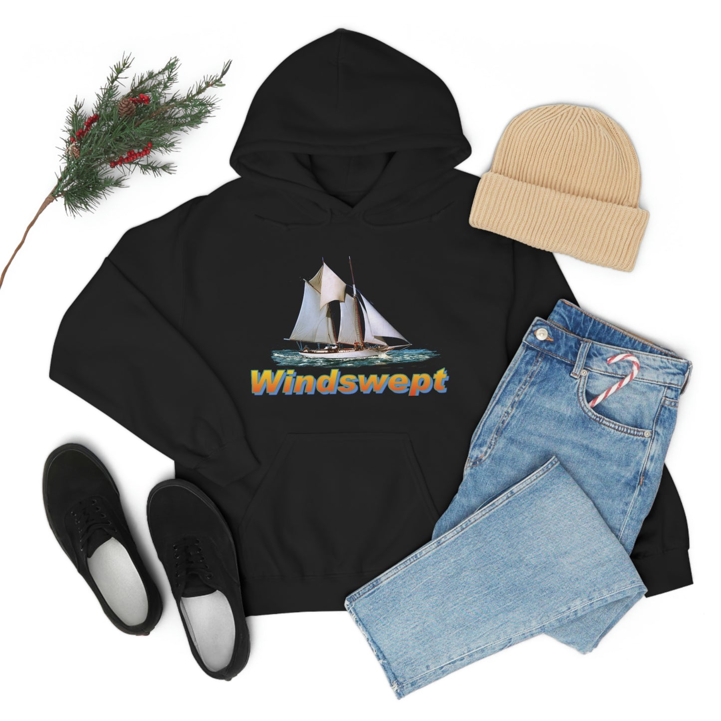 Unisex Heavy Blend™ Hooded Sweatshirt, Windswept, W.F. Aubrey Sailboat