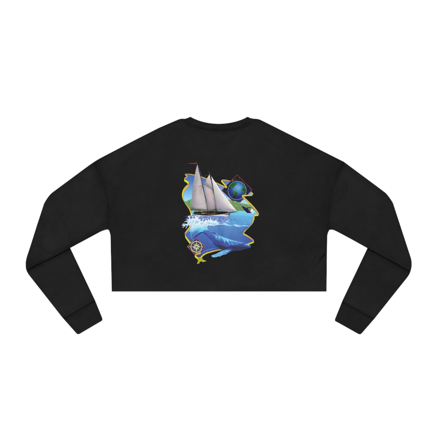 Women's Cropped Sweatshirt, Bluenose / Mother Ocean Design.