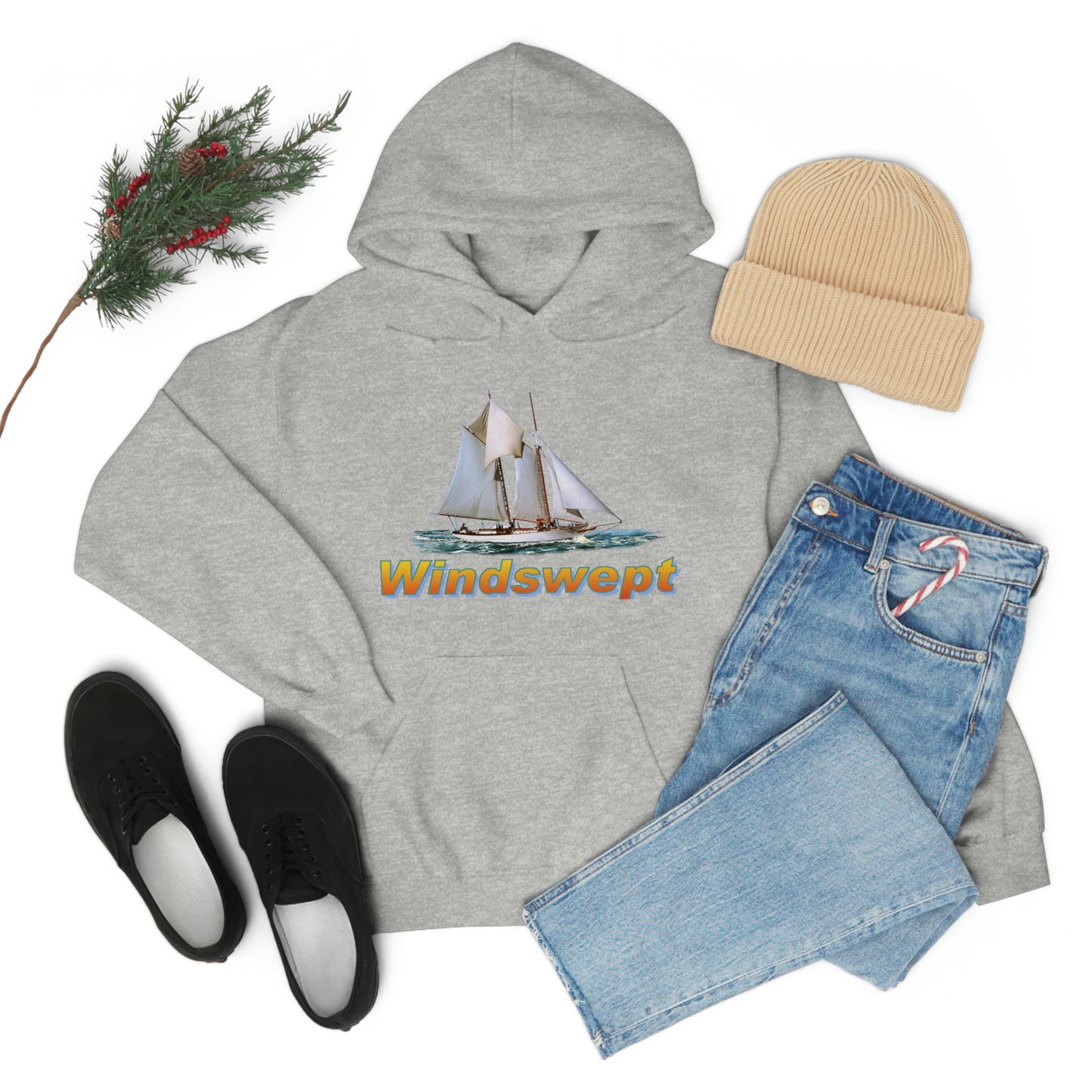 Unisex Heavy Blend™ Hooded Sweatshirt, Windswept, W.F. Aubrey Sailboat