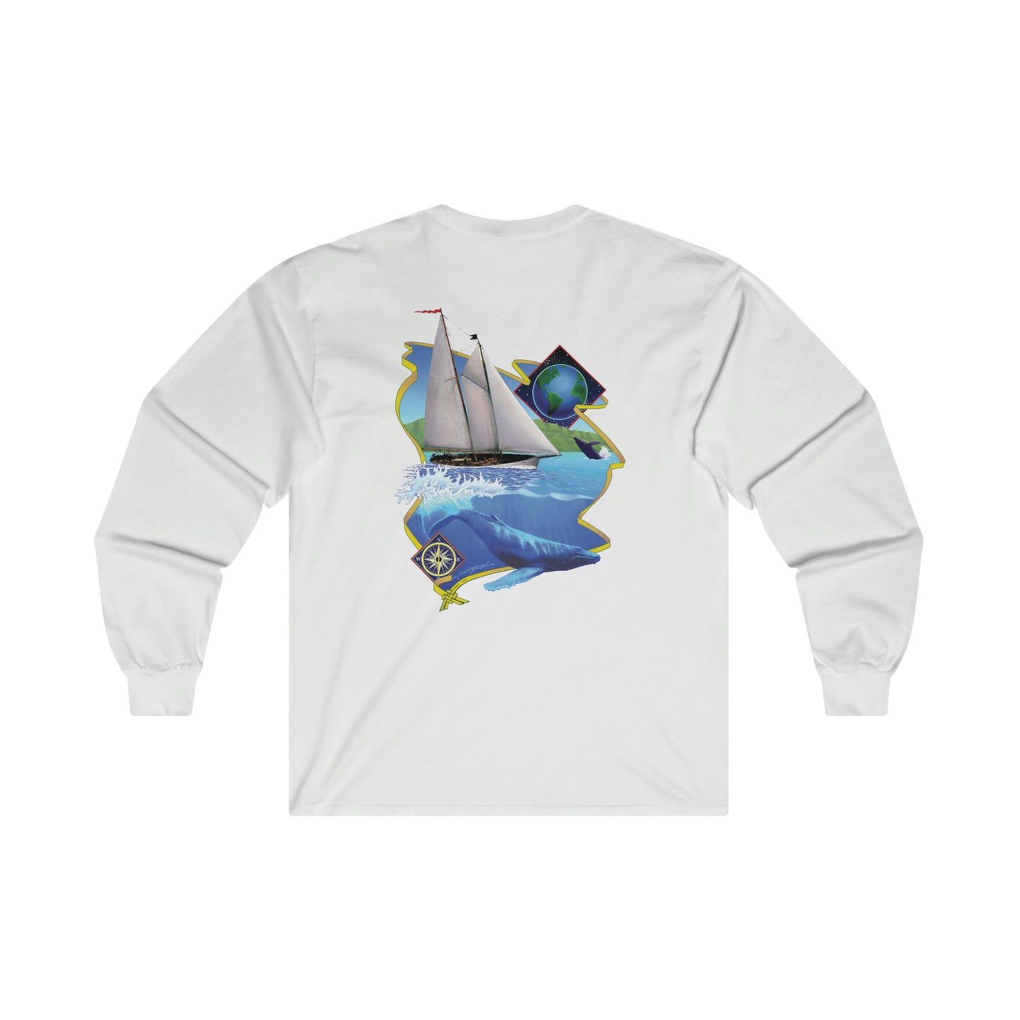 Ultra Cotton Long Sleeve Tee.  Mother Ocean graphic by John Ryerson Bredin.