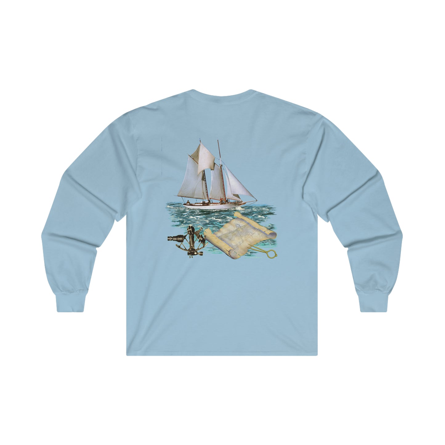 Ultra Cotton Long Sleeve Tee, W.H. Aubrey Sailboat.   By John Ryerson Bredin