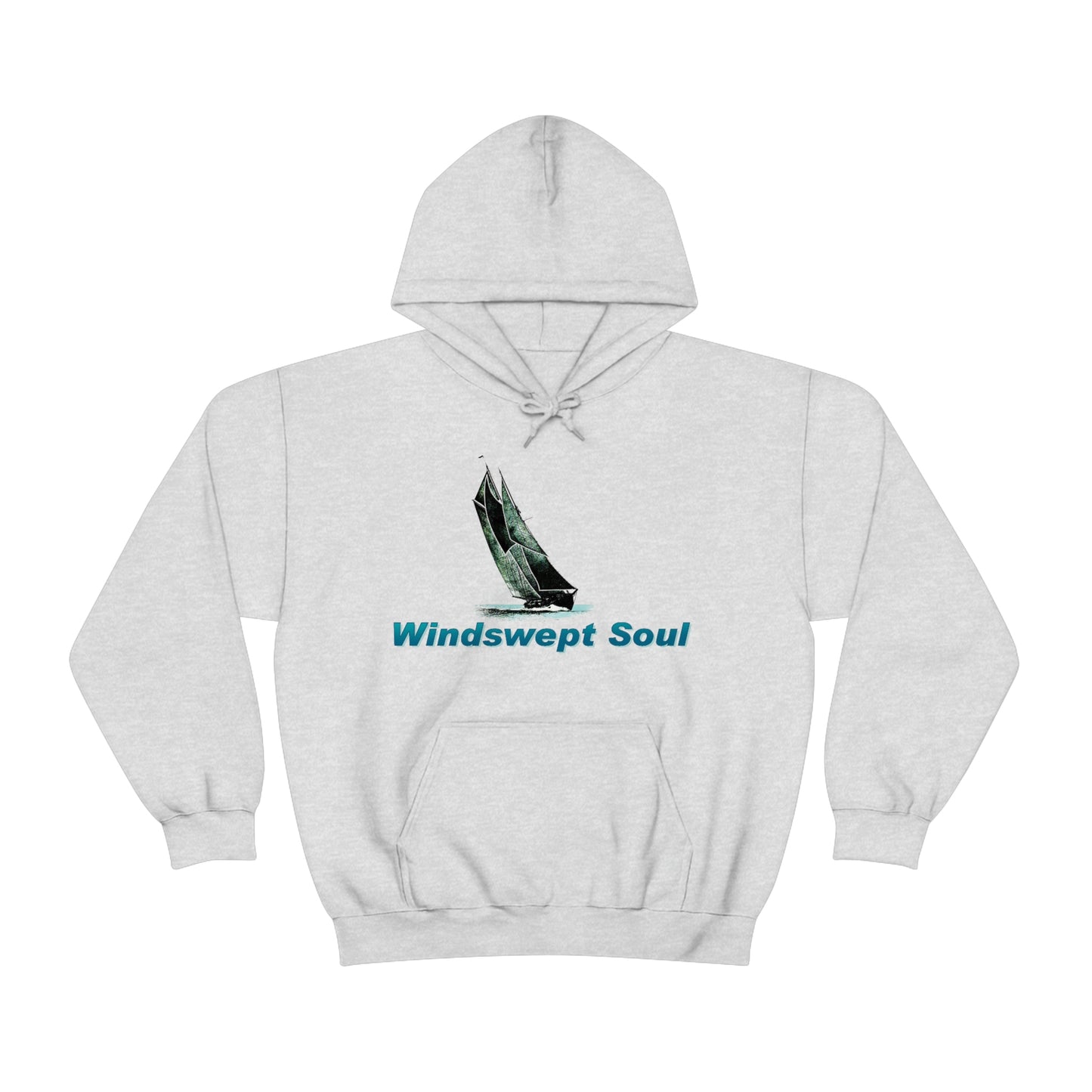Unisex Heavy Blend™ Hooded Sweatshirt, Windswept Soul, Bluenose Sailboat.