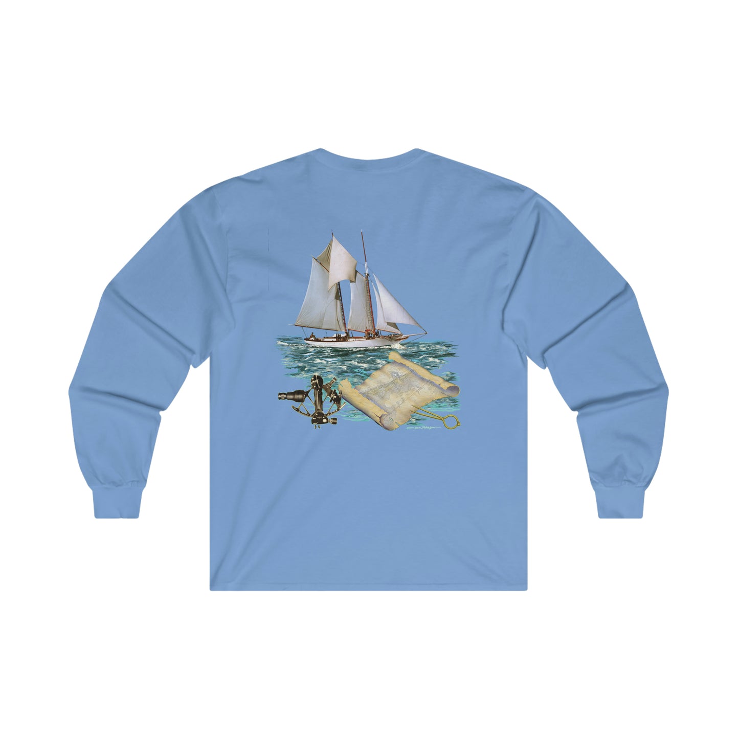 Ultra Cotton Long Sleeve Tee, W.H. Aubrey Sailboat.   By John Ryerson Bredin