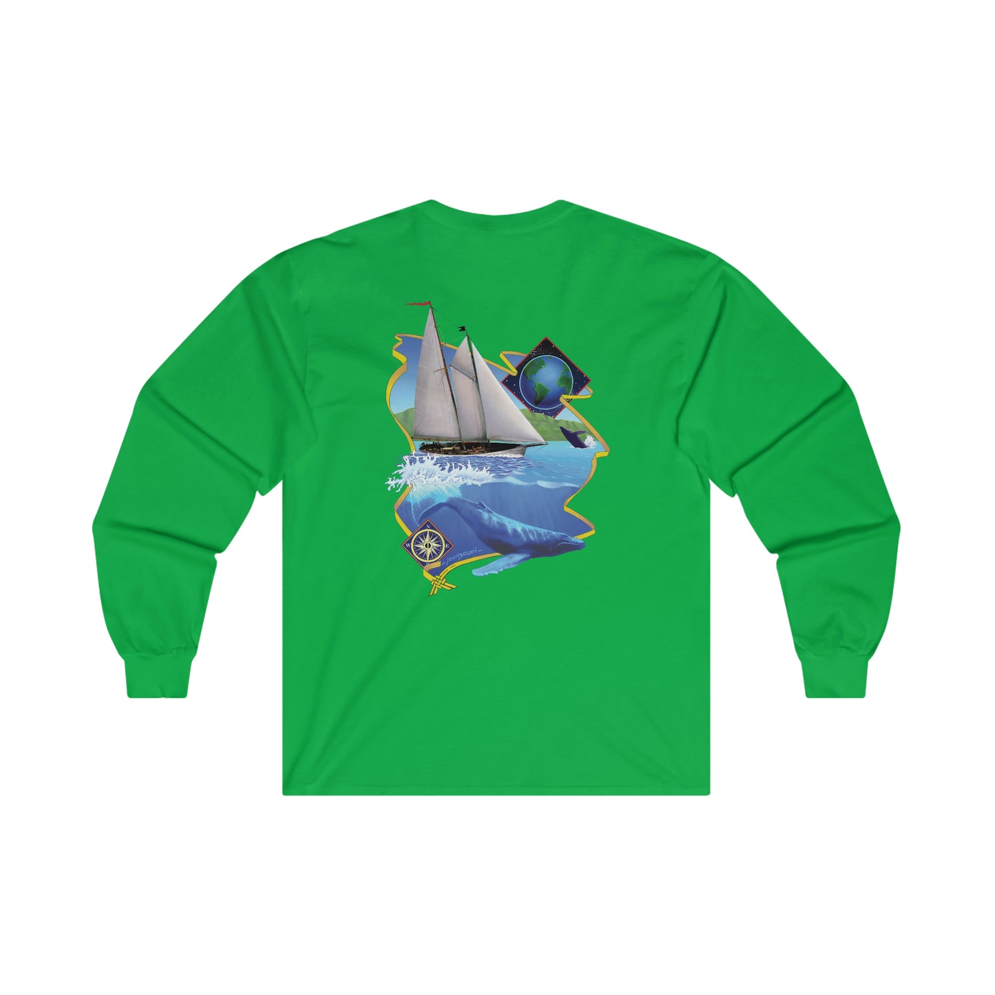 Ultra Cotton Long Sleeve Tee.  Mother Ocean graphic by John Ryerson Bredin.