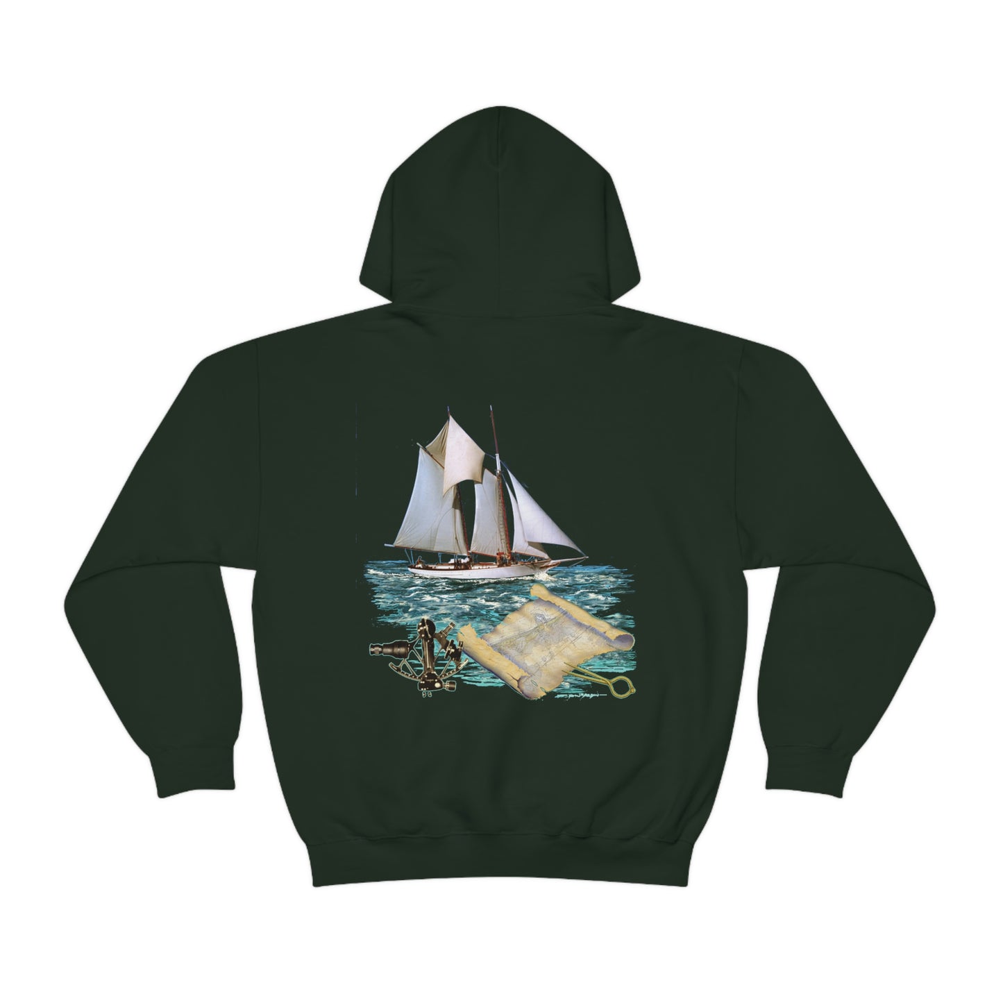 Unisex Heavy Blend™ Hooded Sweatshirt, Windswept, W.F. Aubrey Sailboat