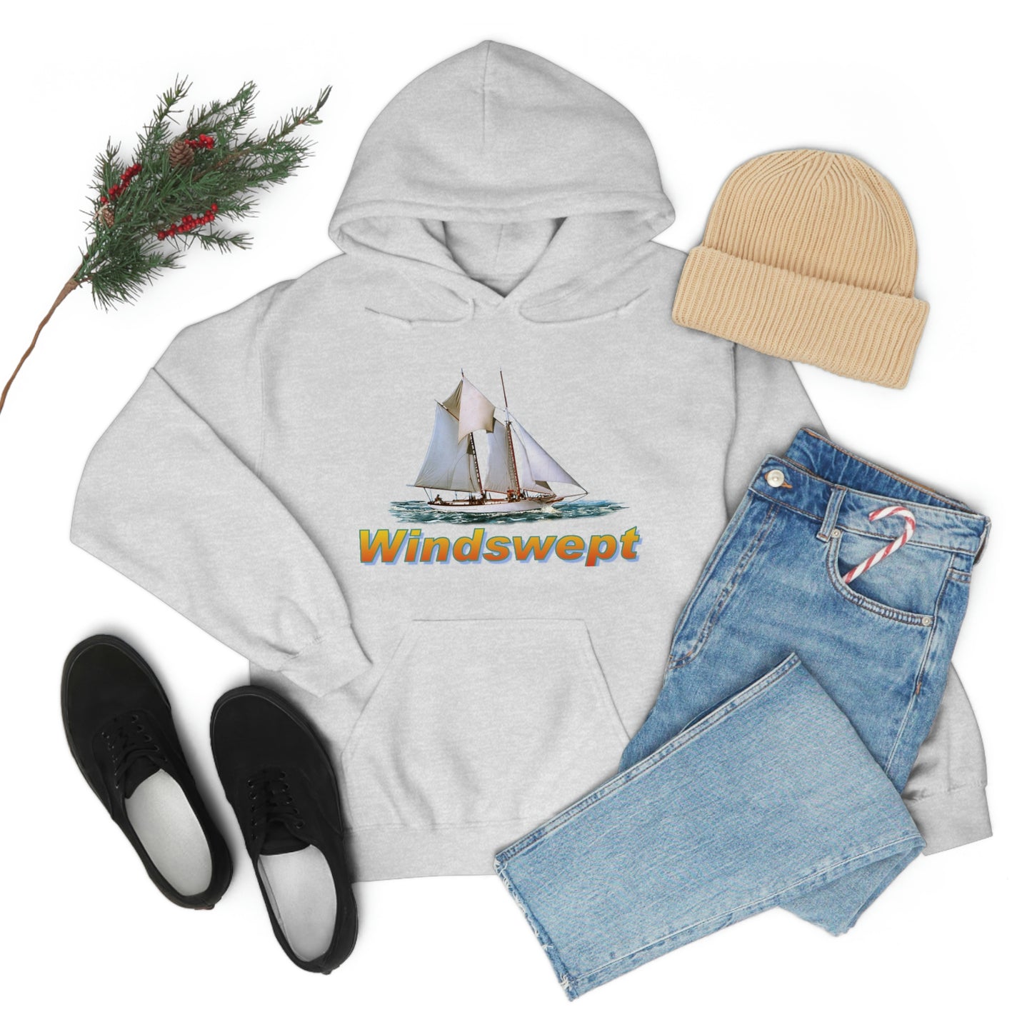 Unisex Heavy Blend™ Hooded Sweatshirt, Windswept, W.F. Aubrey Sailboat