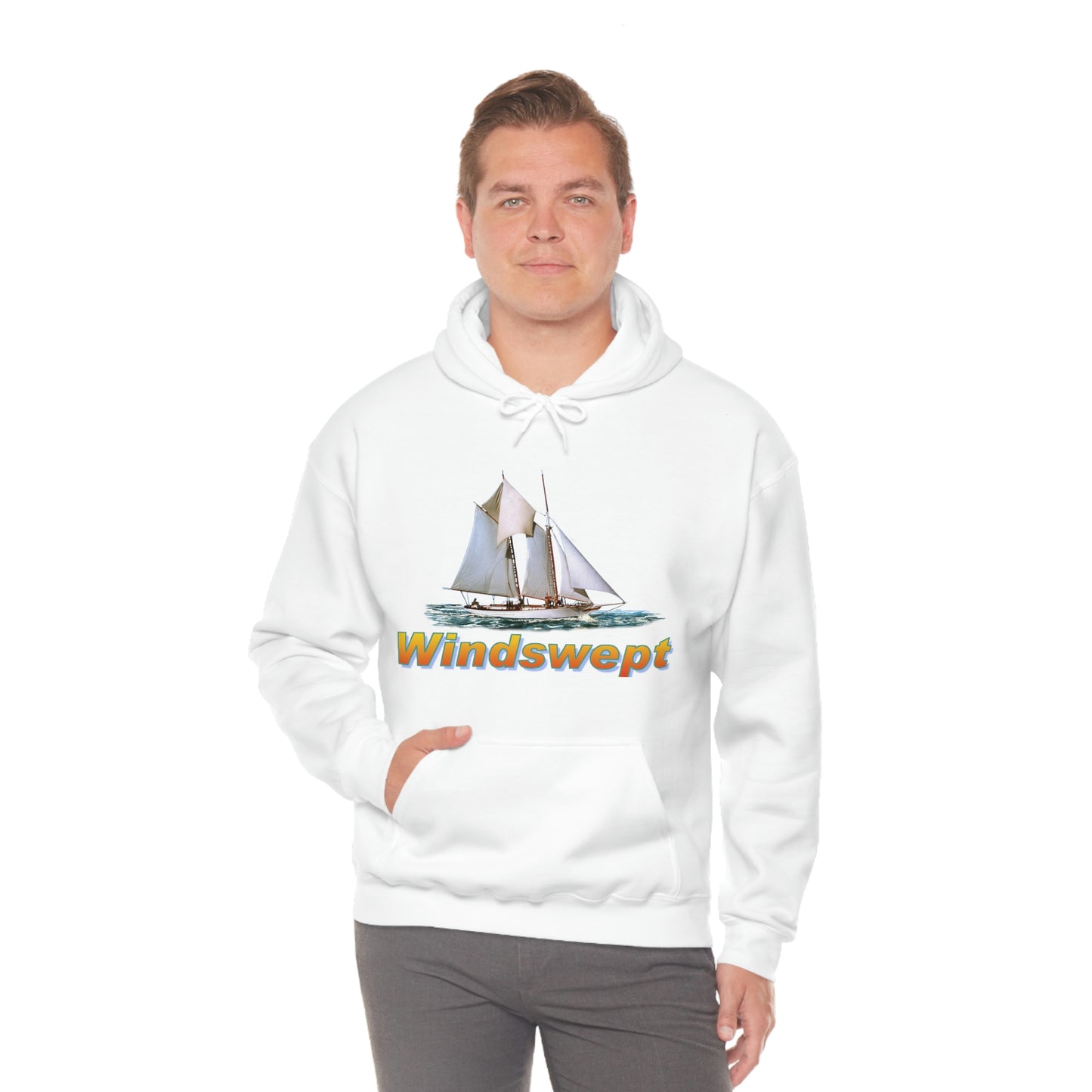 Unisex Heavy Blend™ Hooded Sweatshirt, Windswept, W.F. Aubrey Sailboat