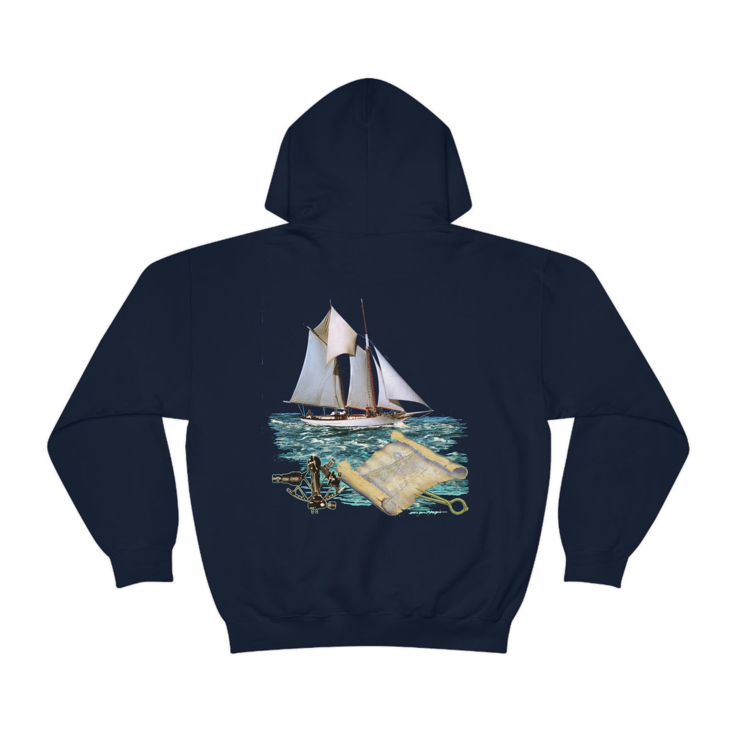 Unisex Heavy Blend™ Hooded Sweatshirt, Windswept, W.F. Aubrey Sailboat