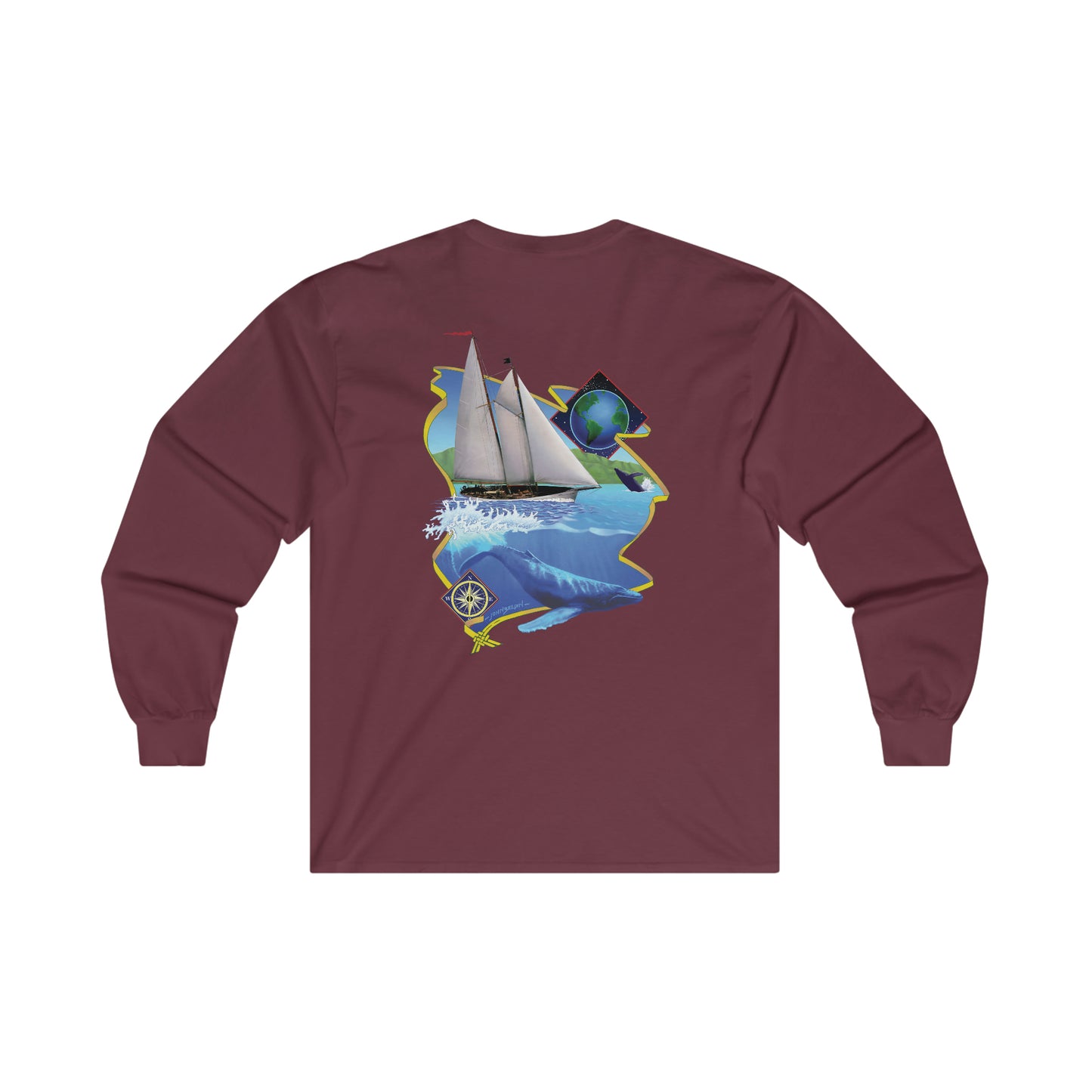 Ultra Cotton Long Sleeve Tee.  Mother Ocean graphic by John Ryerson Bredin.