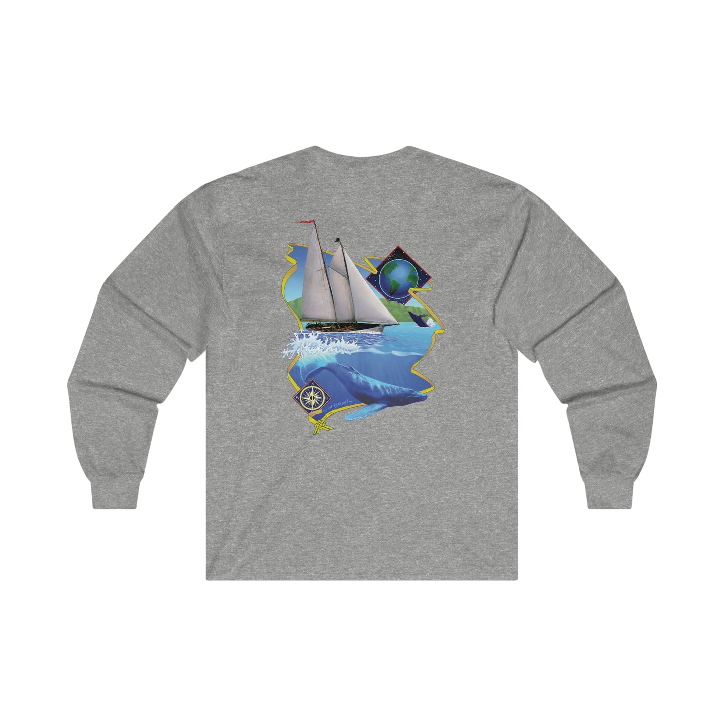 Ultra Cotton Long Sleeve Tee.  Mother Ocean graphic by John Ryerson Bredin.