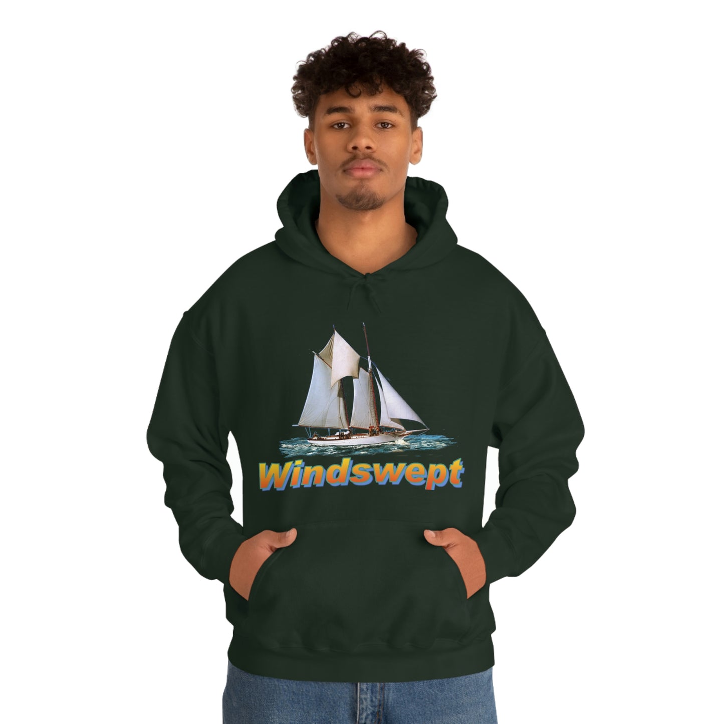 Unisex Heavy Blend™ Hooded Sweatshirt, Windswept, W.F. Aubrey Sailboat