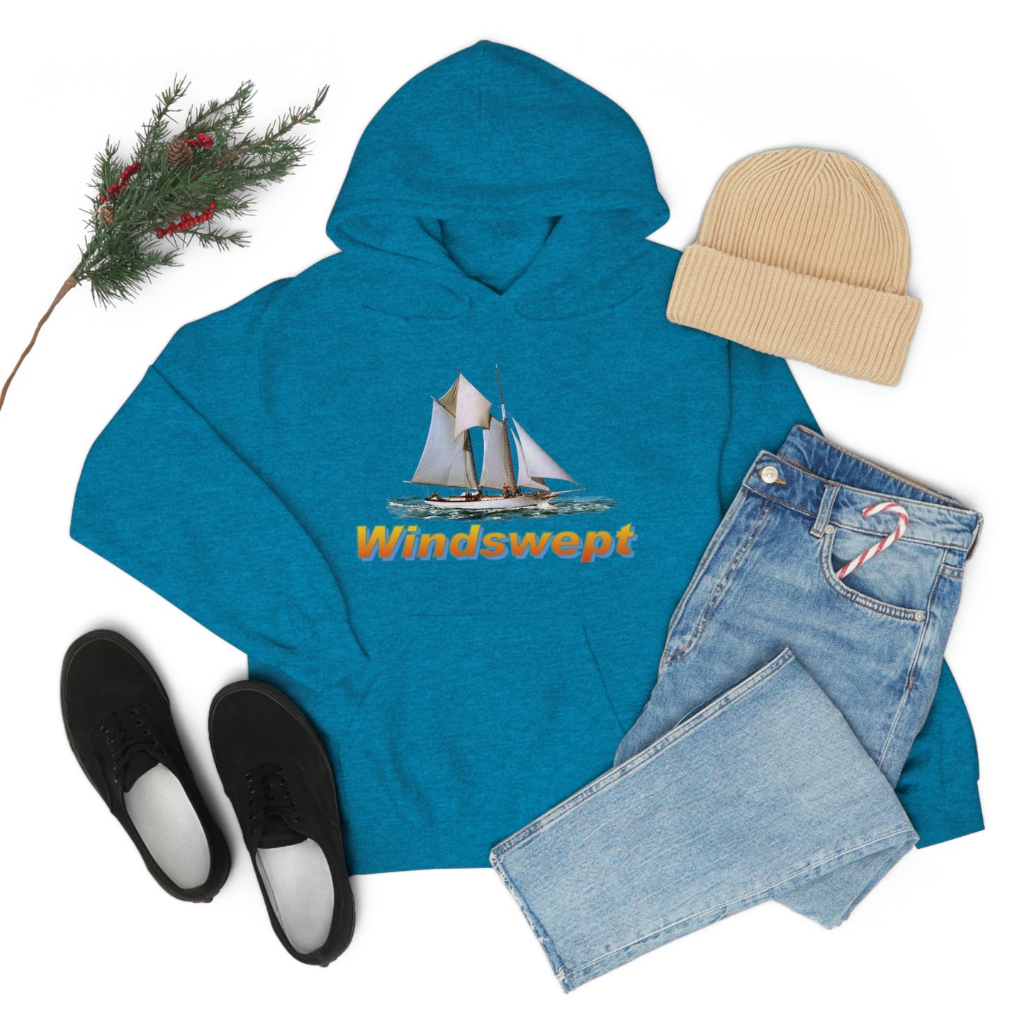 Unisex Heavy Blend™ Hooded Sweatshirt, Windswept, W.F. Aubrey Sailboat